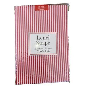Lenci Red & White Striped Easy Care Oblong Tablecloth 60 X 104" New